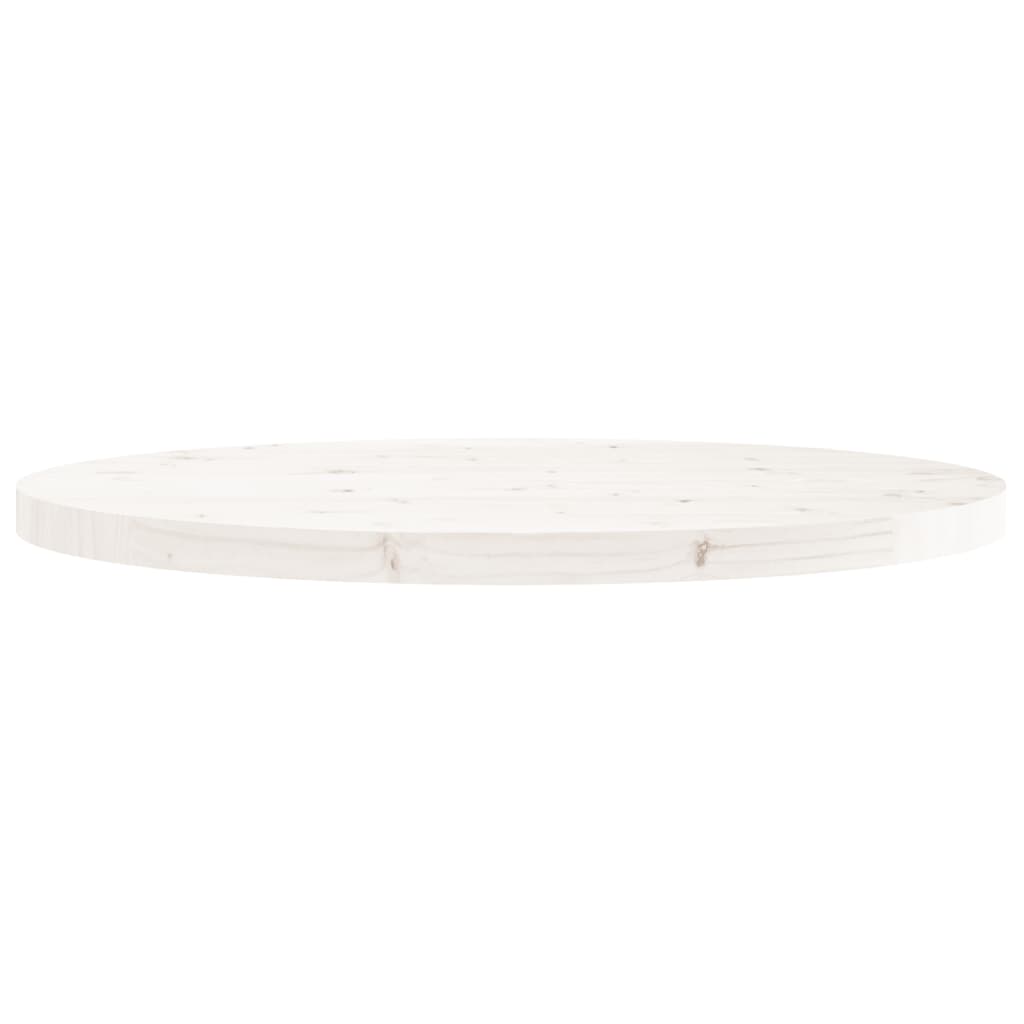  Tischplatte Rund Weiß Ø80x3 cm Massivholz Kiefer