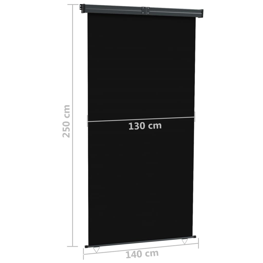  Balkon-Seitenmarkise 145x250 cm Schwarz