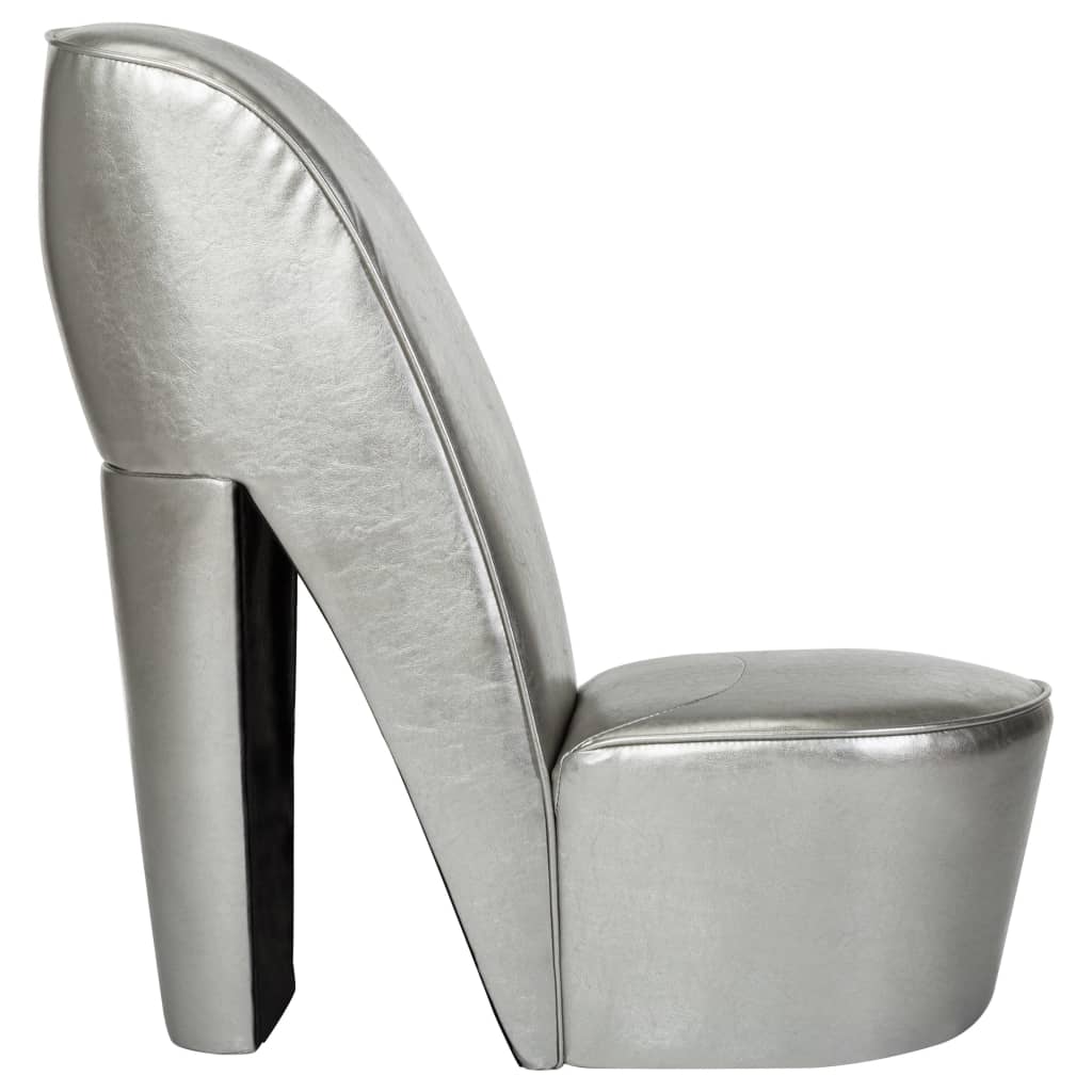  Stuhl in Stöckelschuh-Form Silbern Kunstleder