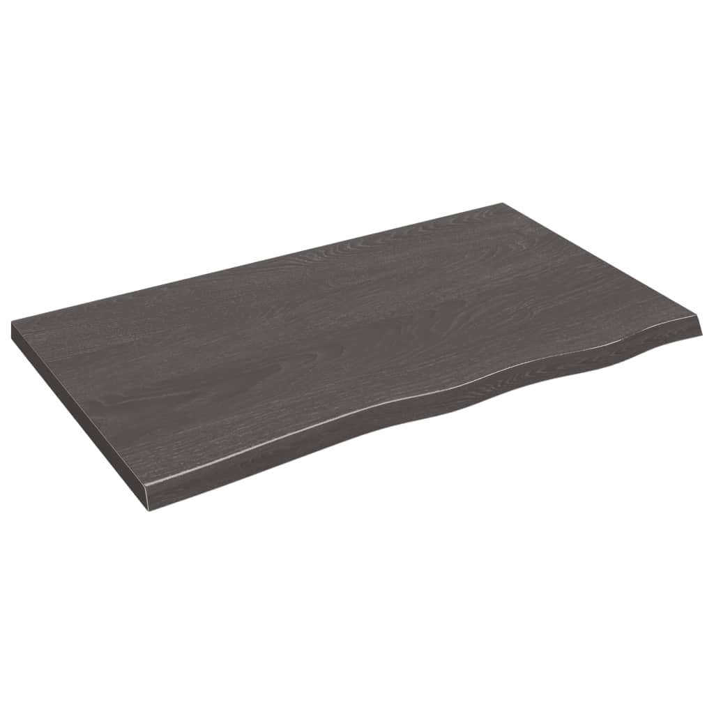  Tischplatte Dunkelbraun 100x60x(2-4)cm Massivholz Eiche