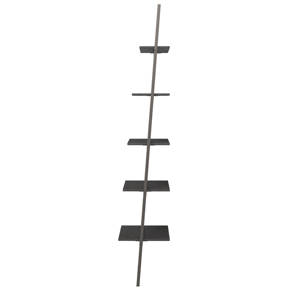  Leiterregal mit 5 Böden Schwarz 64x34x185,5 cm