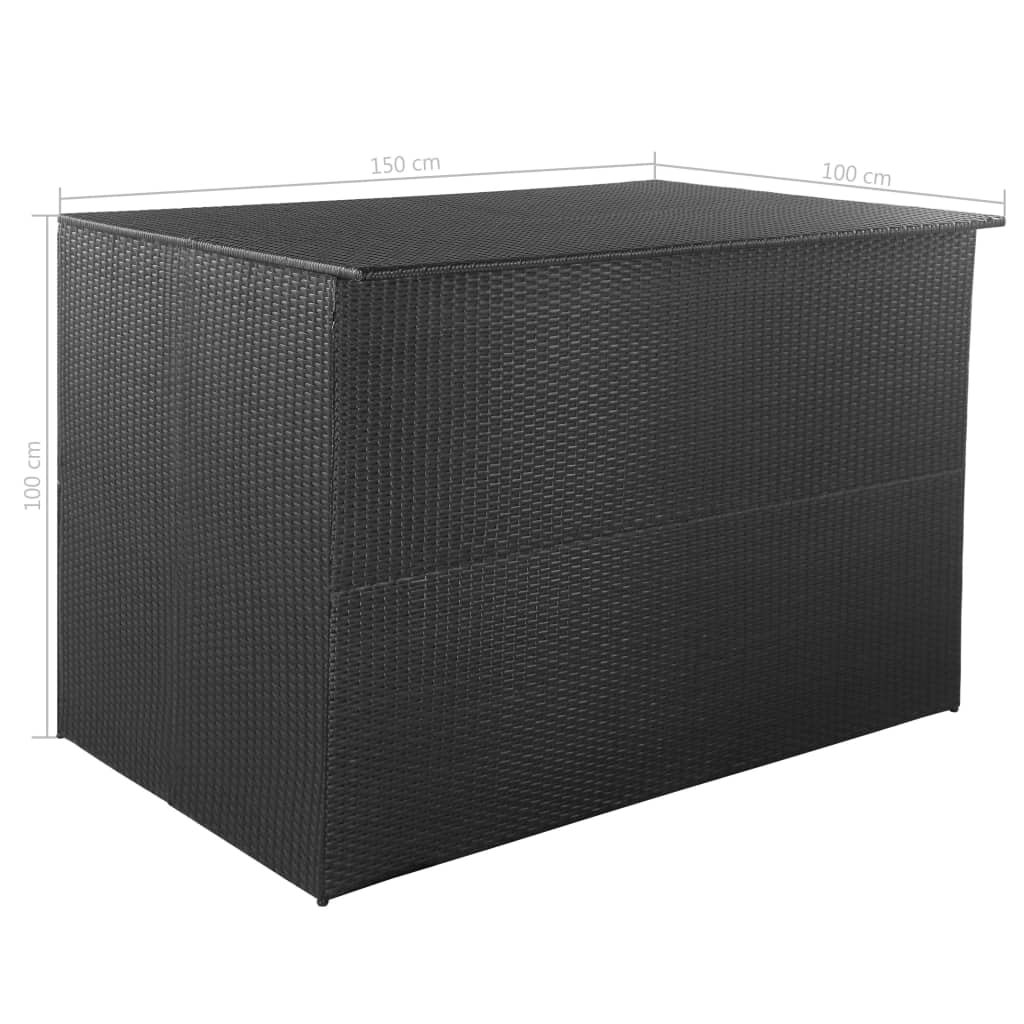  Garden-Auflagenbox Schwarz 150x100x100 cm Poly Rattan