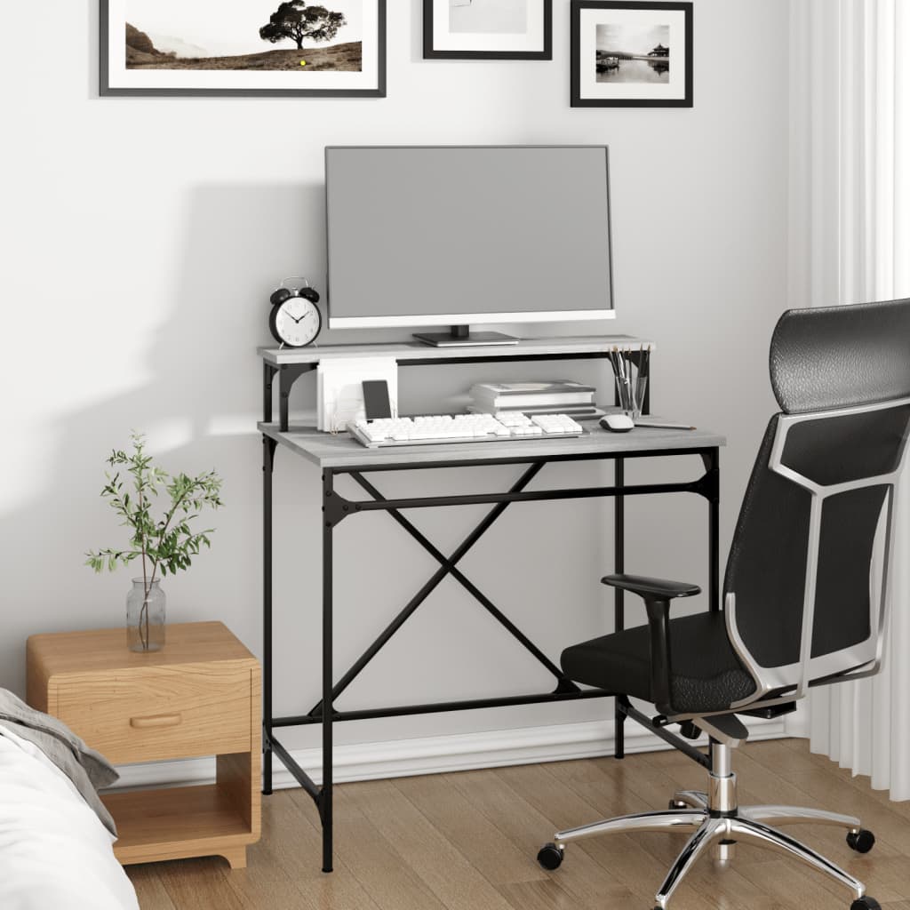  Schreibtisch Grau Sonoma 80x50x90 cm Holzwerkstoff und Eisen