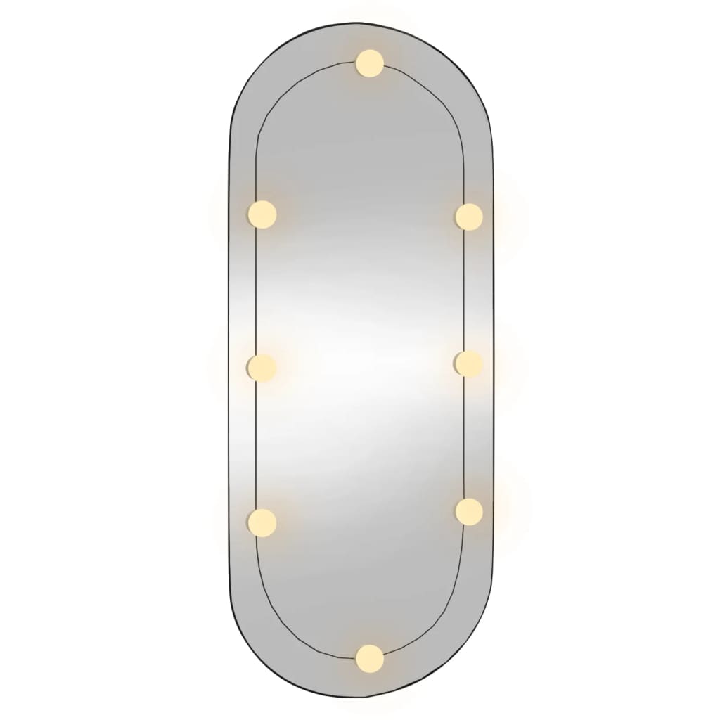  Wandspiegel mit LED-Leuchten 40x90 cm Glas Oval