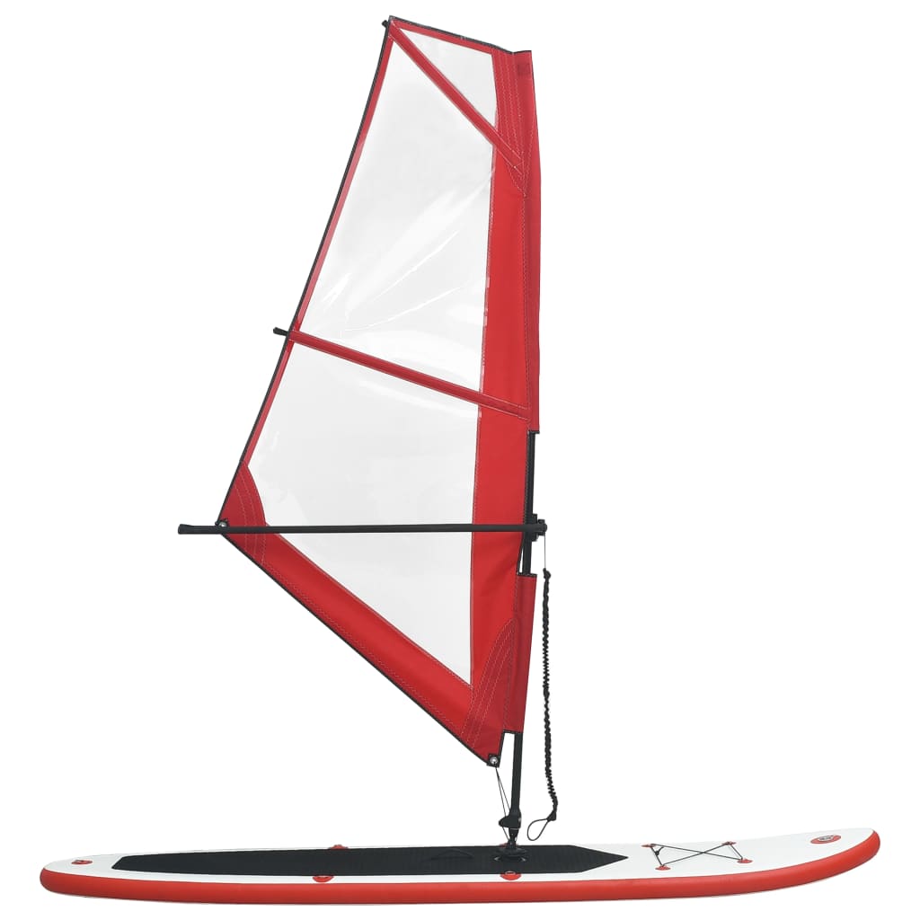  Aufblasbares SUP-Board mit Segel Set Rot und Weiß