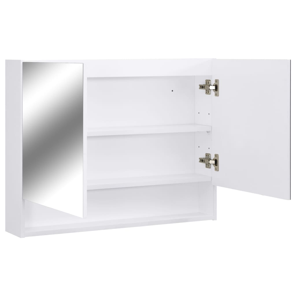  LED-Bad-Spiegelschrank Weiß 80x15x60 cm MDF