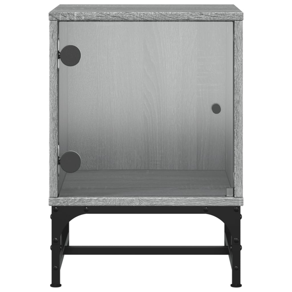  Nachttisch mit Glastür Grau Sonoma 35x37x50 cm