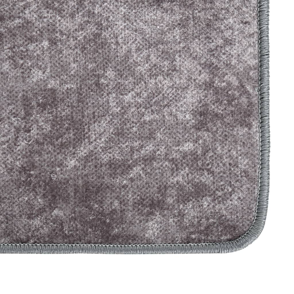  Teppich Waschbar Grau 150x230 cm Rutschfest