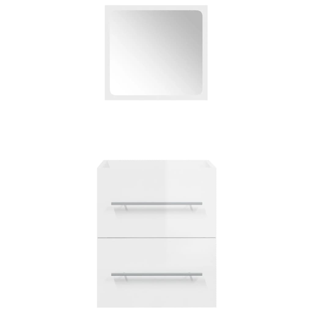  Badschrank mit Spiegel Hochglanz-Weiß 41x38,5x48 cm 