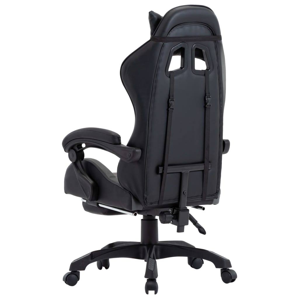  Gaming-Stuhl mit Fußstütze Grau und Schwarz Kunstleder 