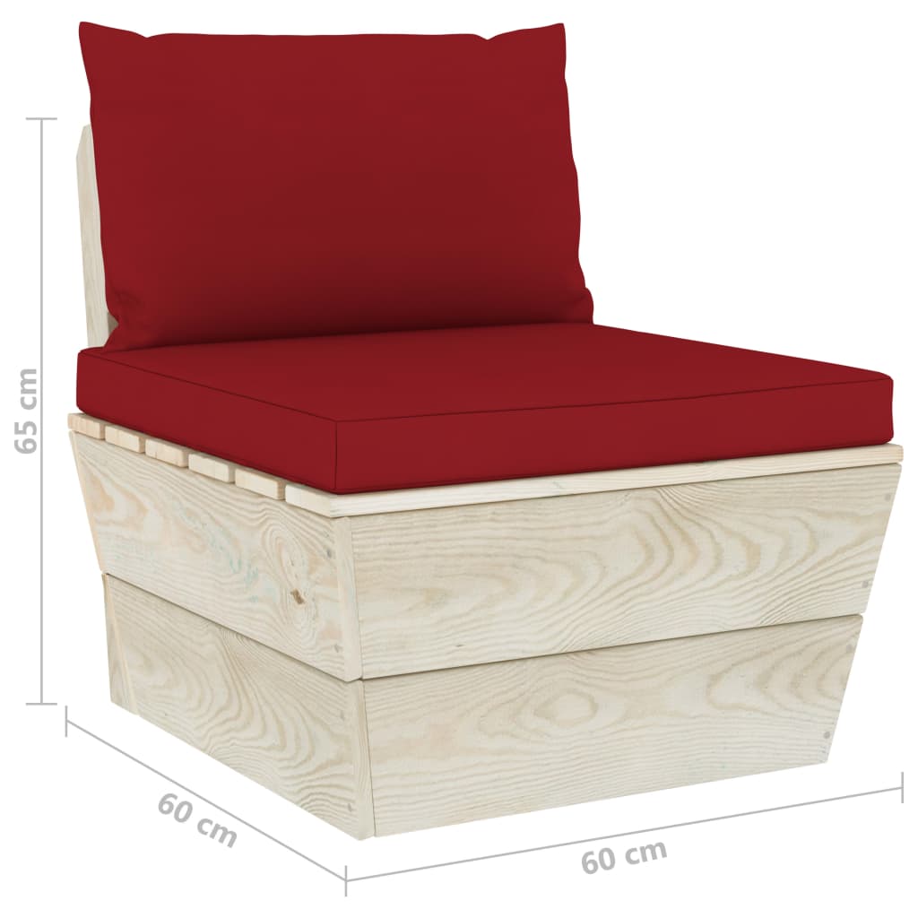  Garten-Palettensofa 3-Sitzer mit Kissen Fichtenholz