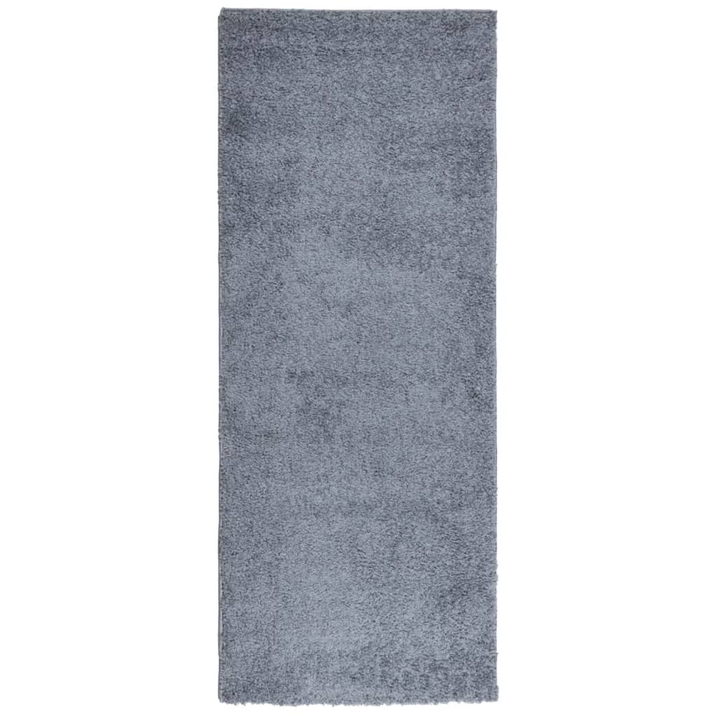  Teppich Shaggy Hochflor Modern Blau 80x200 cm
