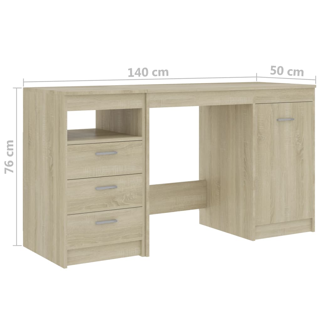  Schreibtisch Sonoma-Eiche 140x50x76 cm Holzwerkstoff