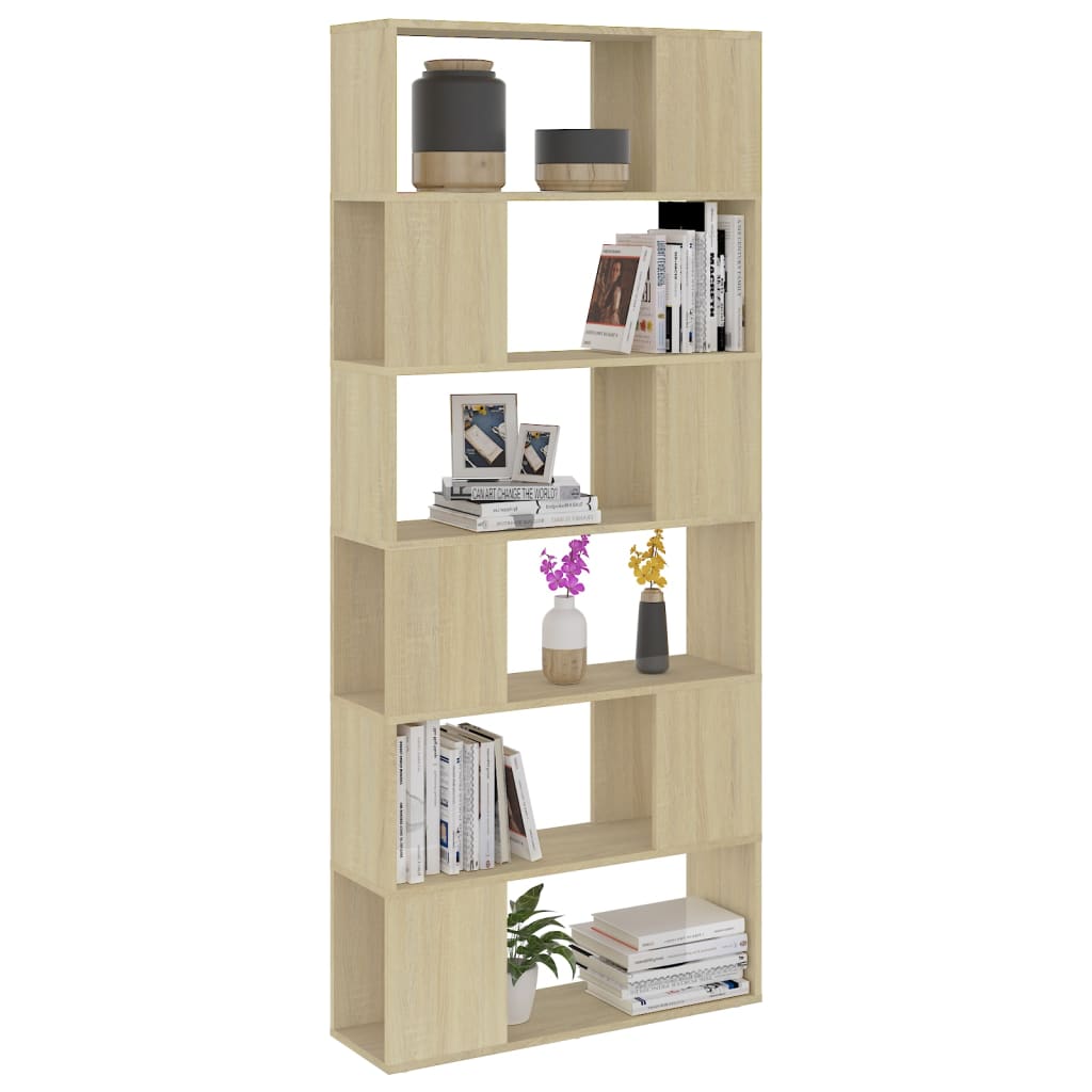  Bücherregal Raumteiler Sonoma-Eiche 80x24x186 cm Holzwerkstoff
