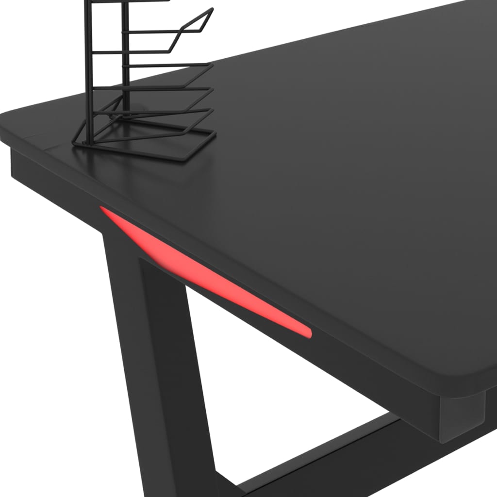  Gaming-Schreibtisch mit LED und Z-Gestell Schwarz 90x60x75 cm