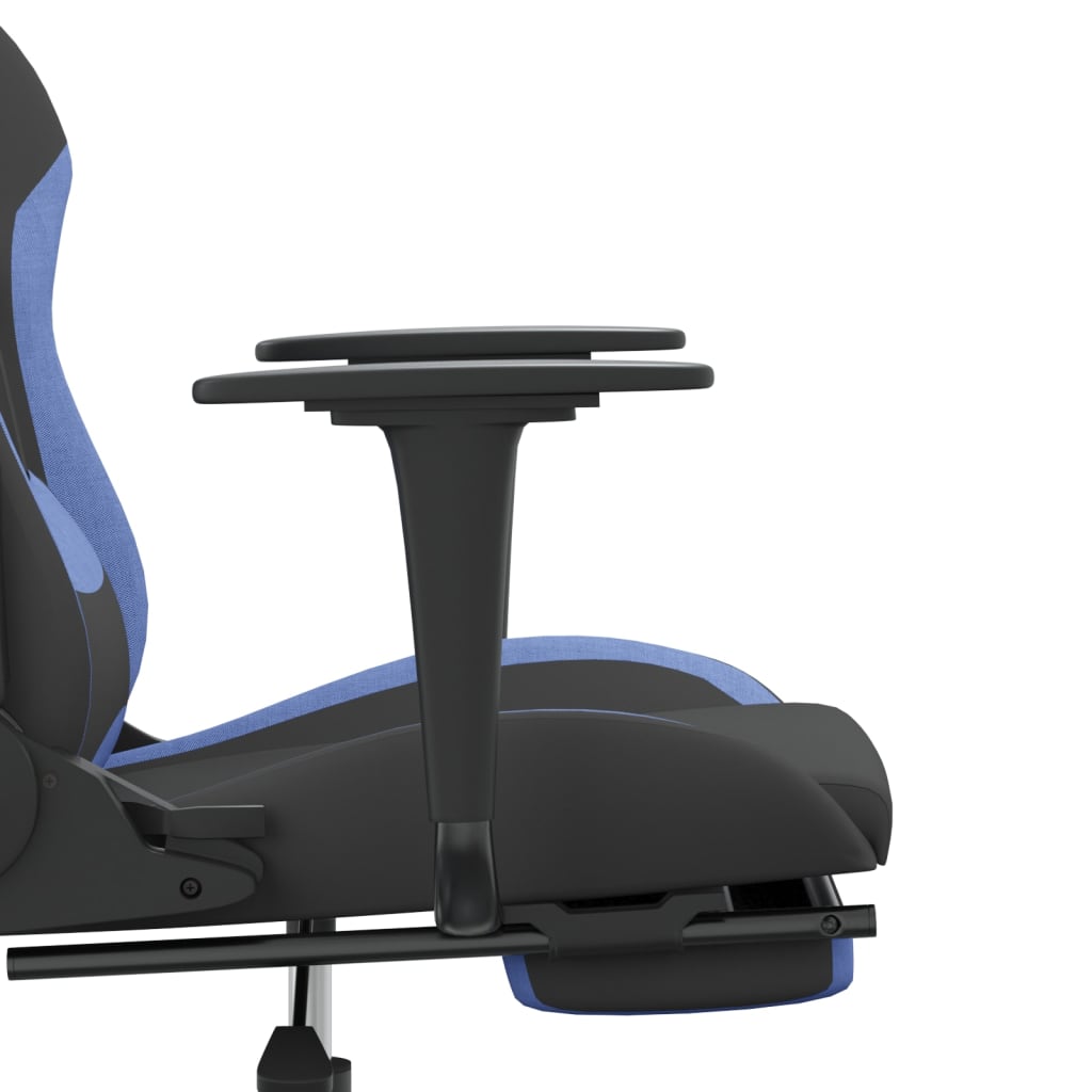  Gaming-Stuhl mit Fußstütze Schwarz und Blau Stoff