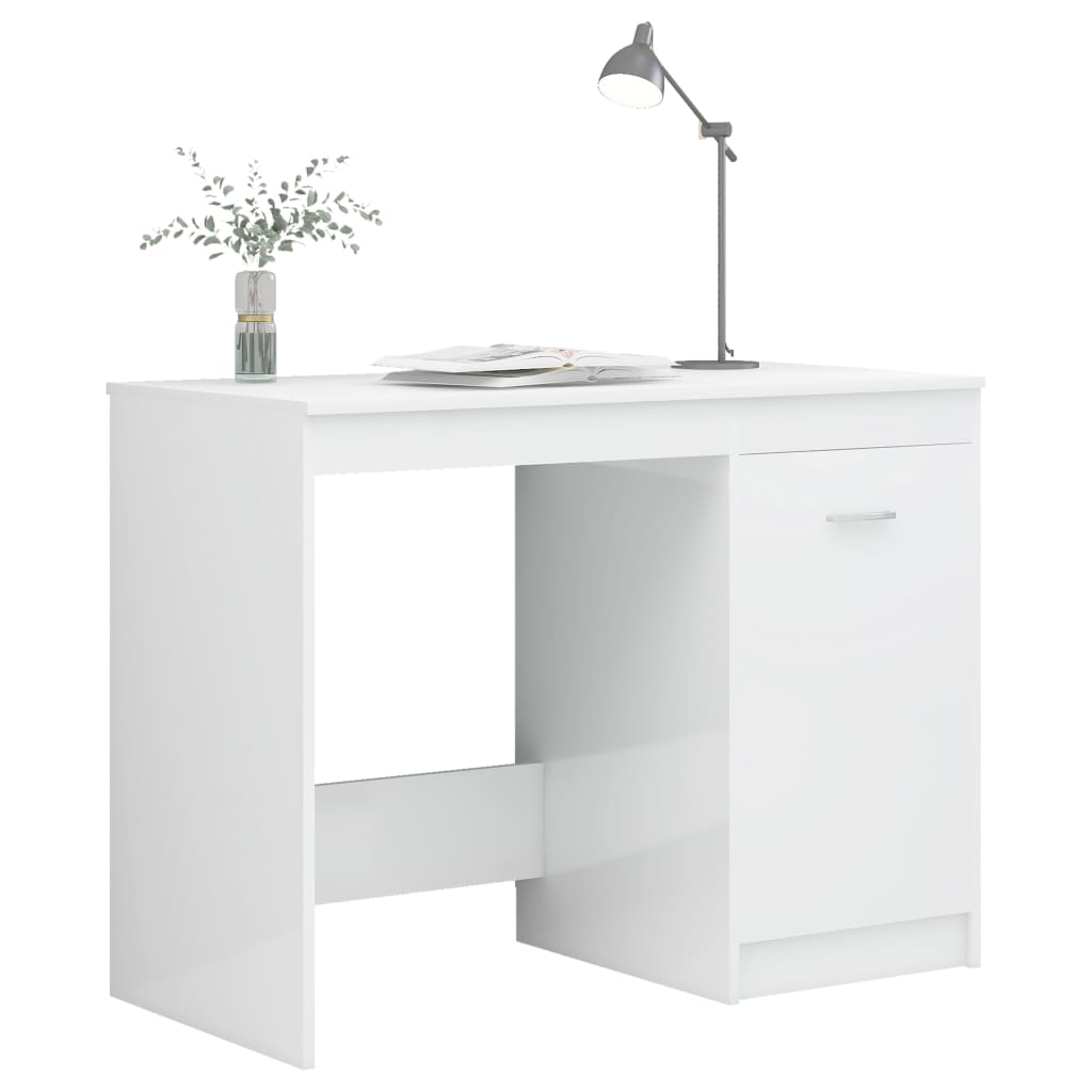  Schreibtisch Hochglanz-Weiß 140x50x76 cm Holzwerkstoff