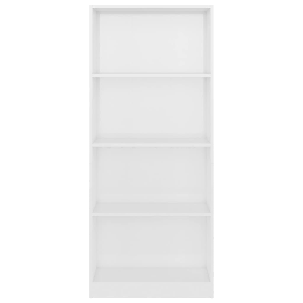  Bücherregal 4 Fächer Hochglanz-Weiß 60x24x142 cm Holzwerkstoff
