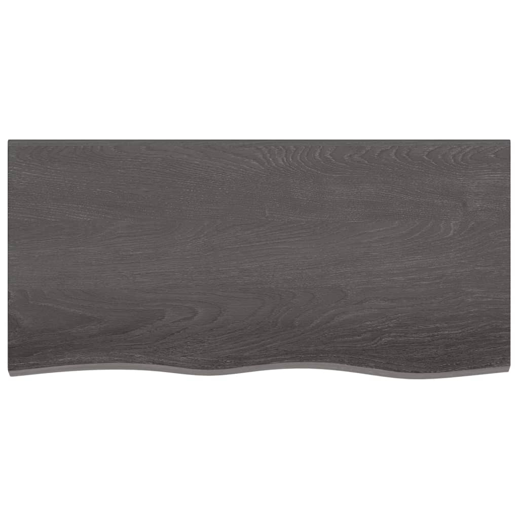  Tischplatte Dunkelbraun 100x50x(2-6)cm Massivholz Eiche
