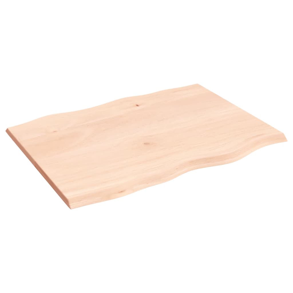  Tischplatte 80x60x2 cm Massivholz Eiche Unbehandelt Baumkante