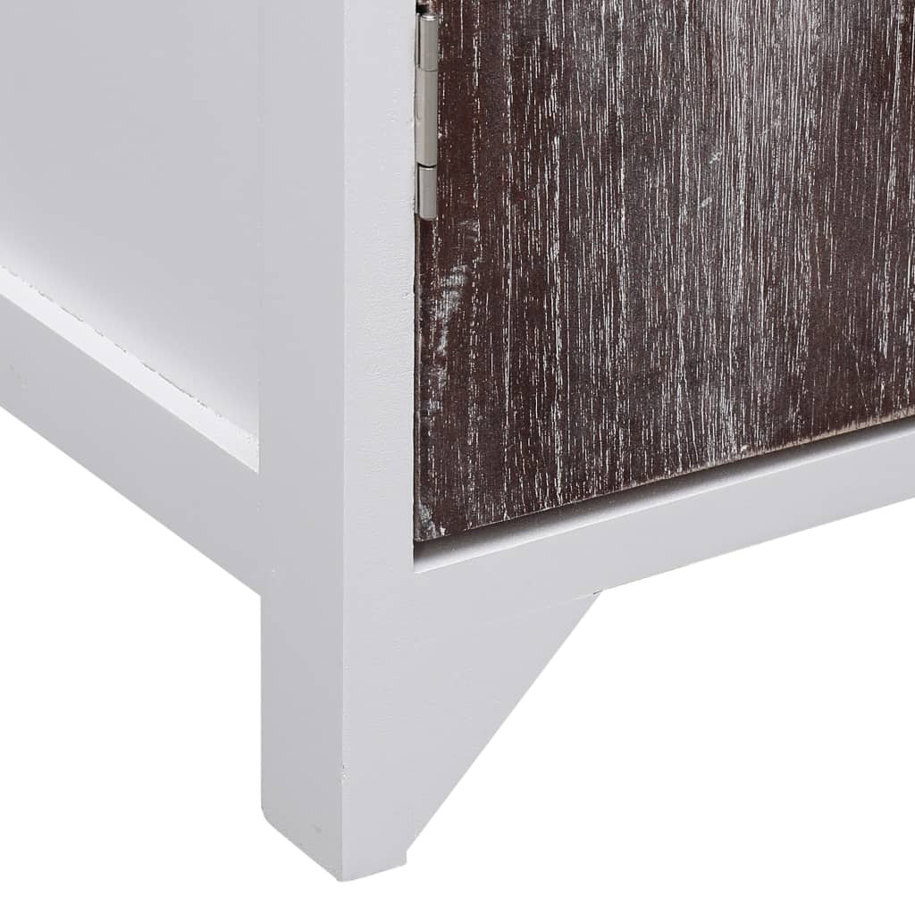  Badezimmerschrank Weiß und Braun 46x24x116 cm Paulownia Holz