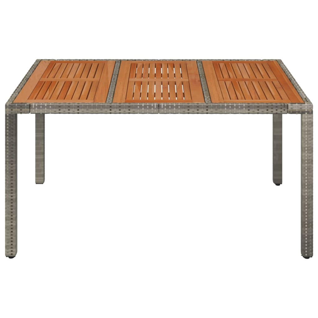  Gartentisch mit Holzplatte Grau 150x90x75 cm Poly Rattan