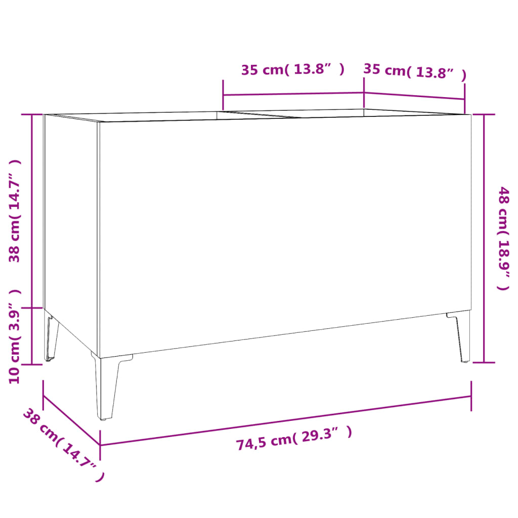  Plattenschrank Weiß 74,5x38x48 cm Holzwerkstoff