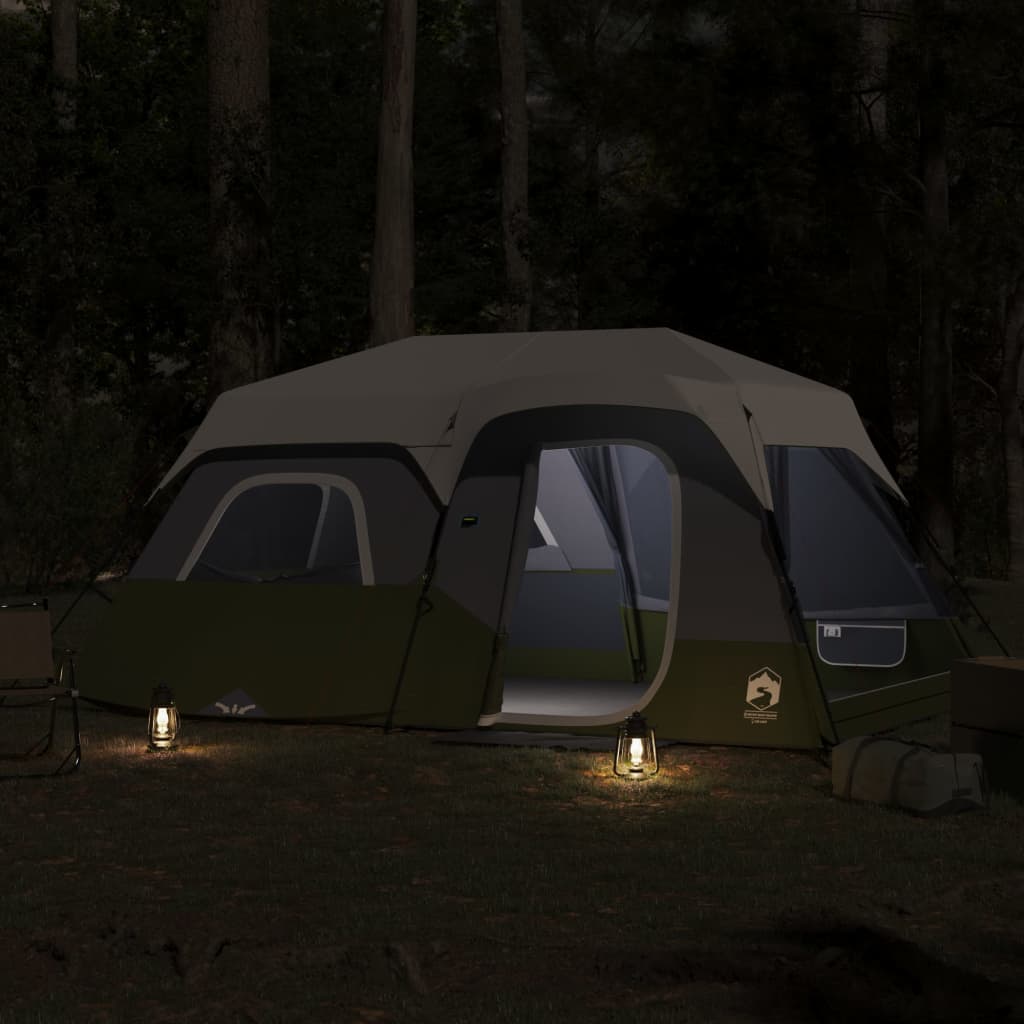  Campingzelt mit LED 9 Personen Grün
