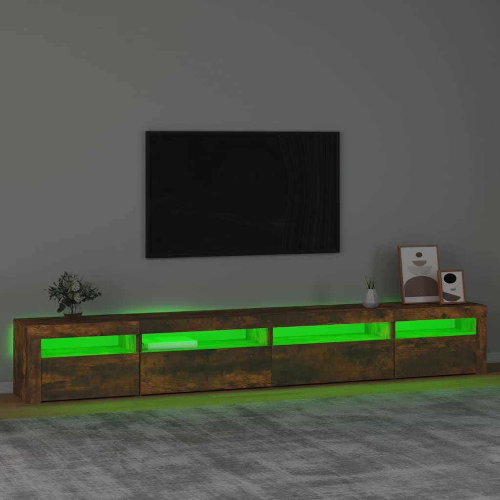  TV-Schrank mit LED-Leuchten Räuchereiche 270x35x40 cm