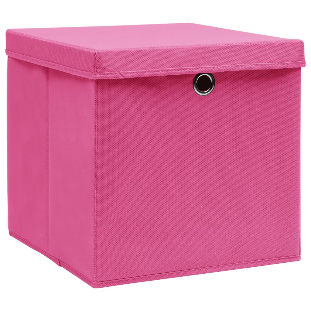  Aufbewahrungsboxen mit Deckeln 10 Stk. Rosa 32x32x32 cm Stoff
