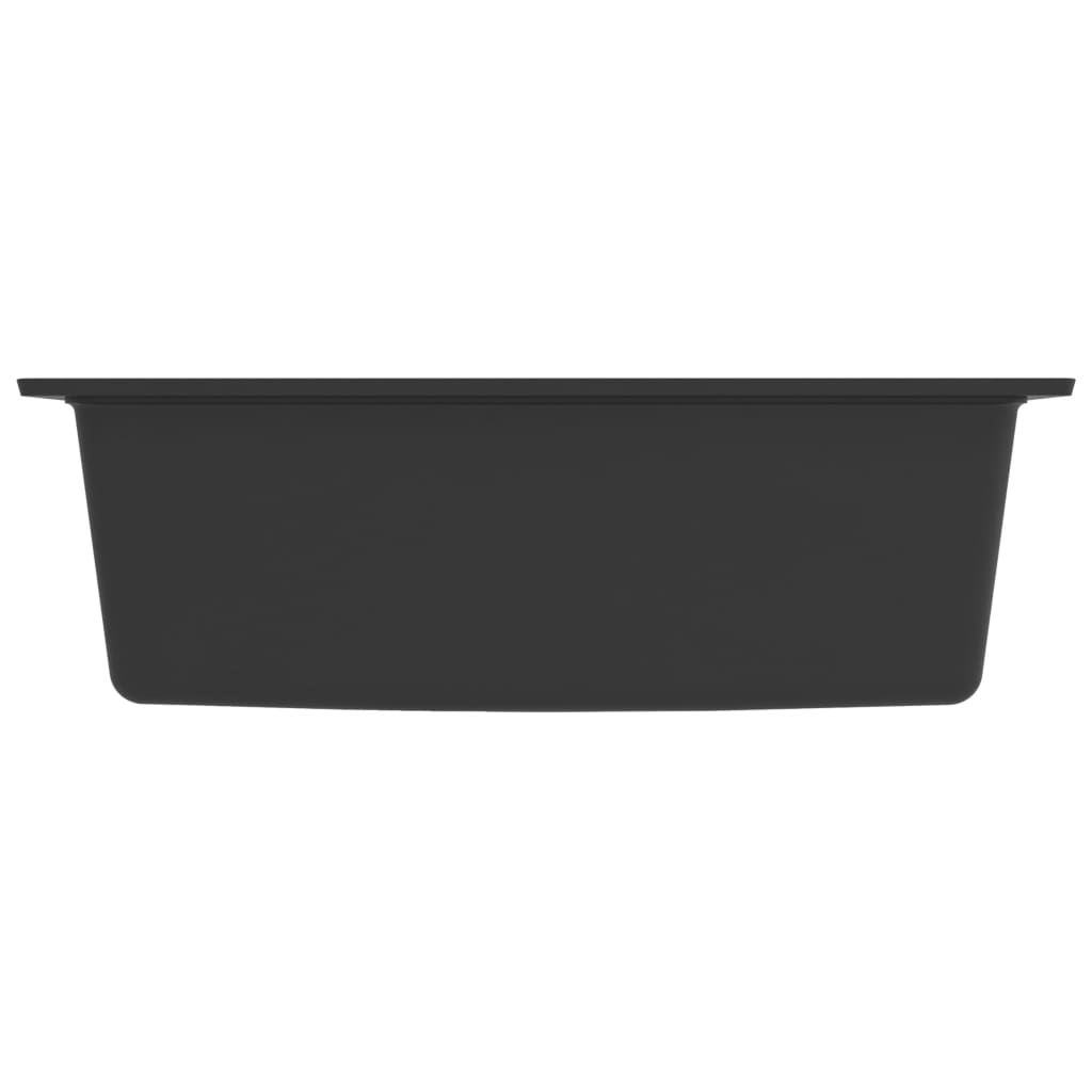  Küchenspüle mit Überlauf Schwarz Granit