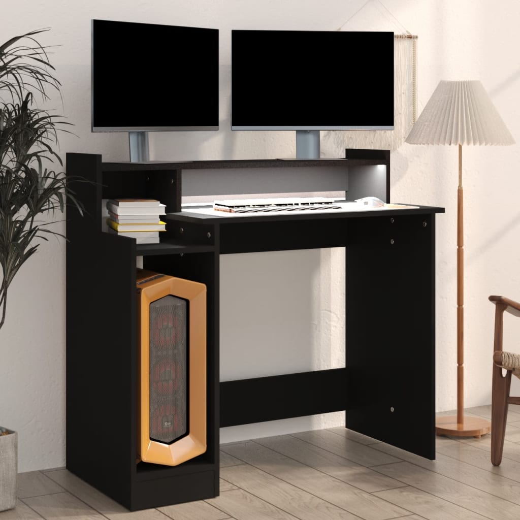  Schreibtisch mit LEDs Schwarz 97x45x90 cm Holzwerkstoff