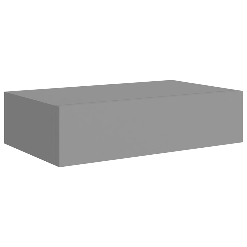  Wandregal mit Schublade Grau 40x23,5x10 cm MDF