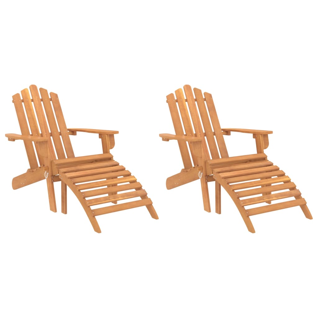  Adirondack-Gartenstühle mit Fußteilen 2 Stk. Massivholz Akazie