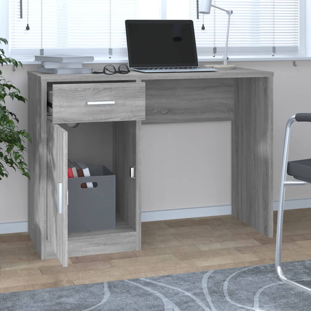  Schreibtisch mit Stauraum Grau Sonoma 100x40x73 cm