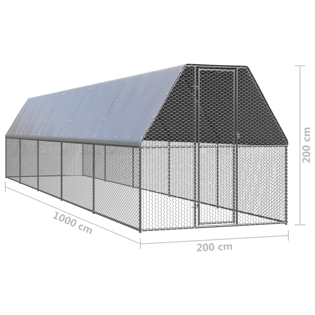  Outdoor-Hühnerkäfig 2x10x2 m Verzinkter Stahl 