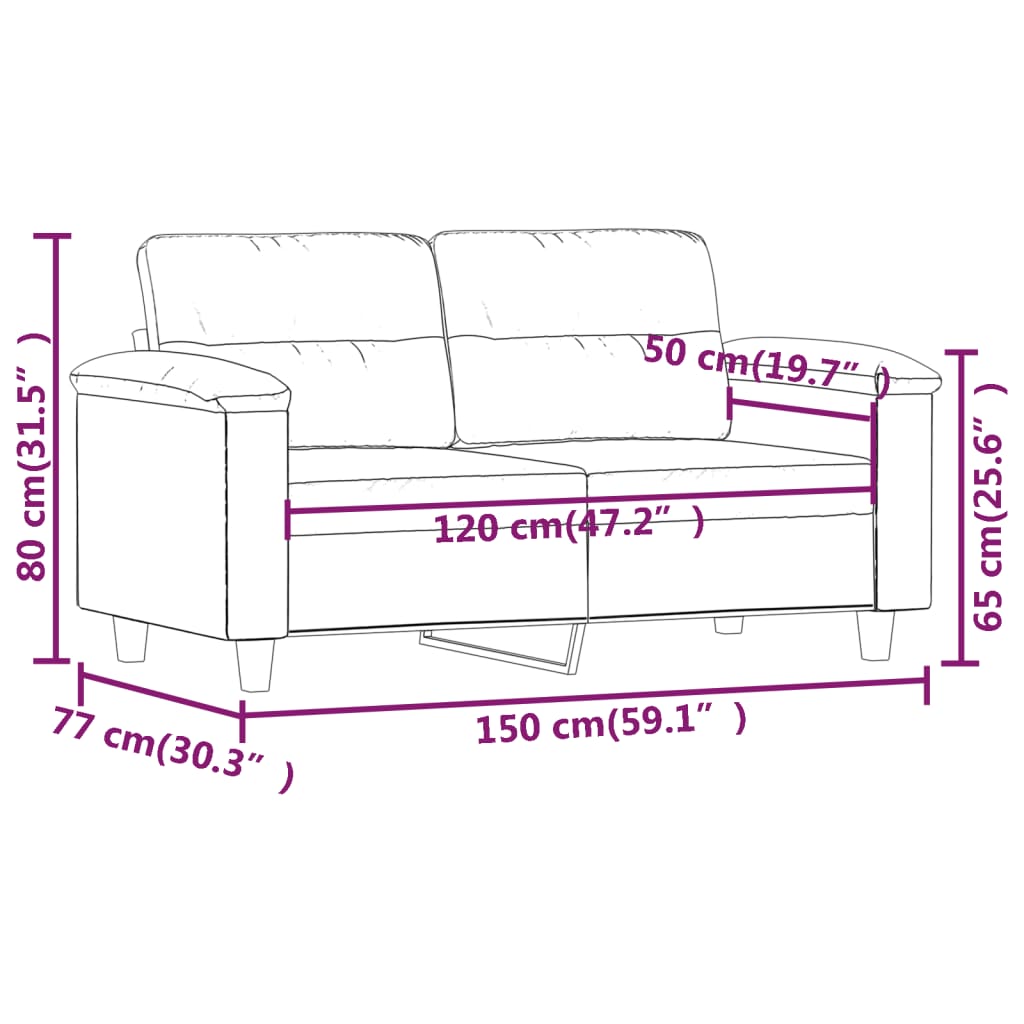  2-Sitzer-Sofa Beige 120 cm Mikrofasergewebe