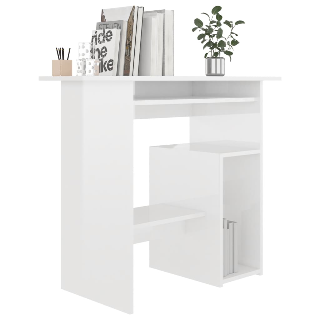  Schreibtisch Hochglanz-Weiß 80x45x74 cm Holzwerkstoff