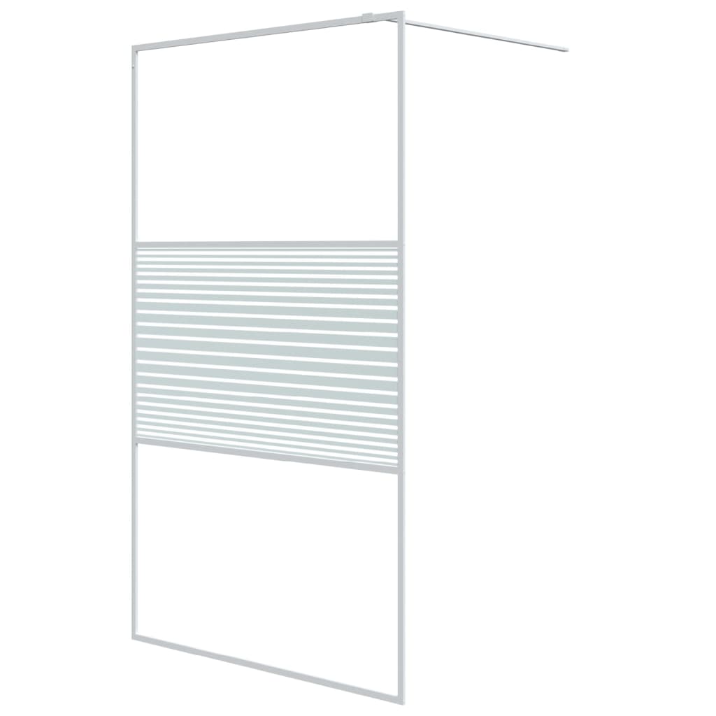  Duschwand für Begehbare Dusche Weiß 115x195 cm ESG-Klarglas