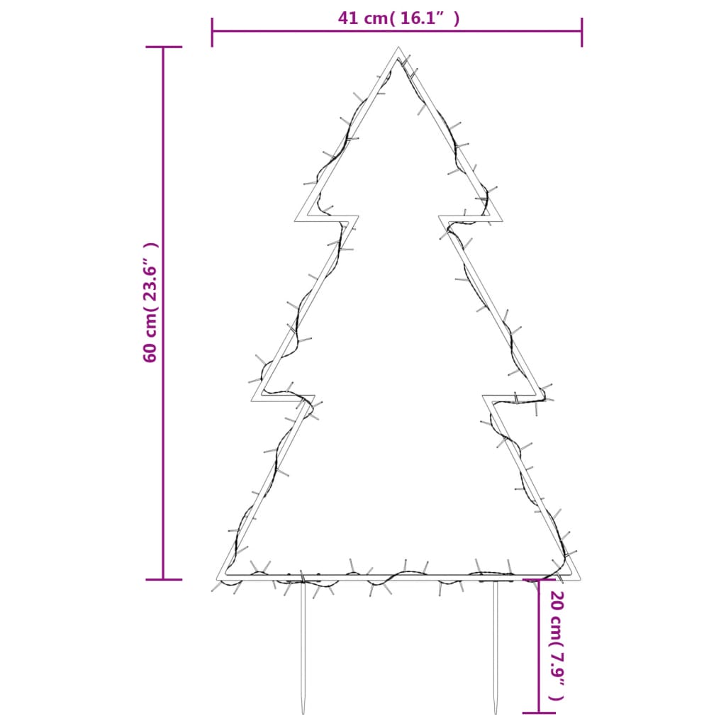  Weihnachtsbaum mit Erdspießen und 80 LEDs 60 cm