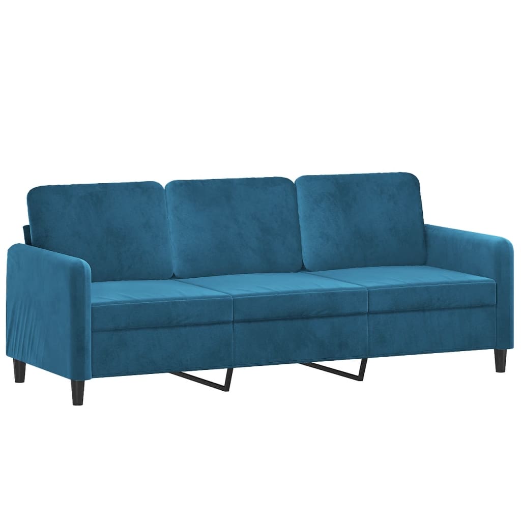  3-Sitzer-Sofa mit Zierkissen Blau 180 cm Samt