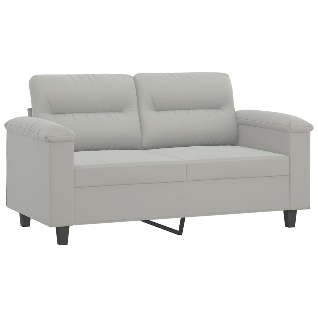  2-Sitzer-Sofa mit Kissen Hellgrau 120 cm Mikrofasergewebe