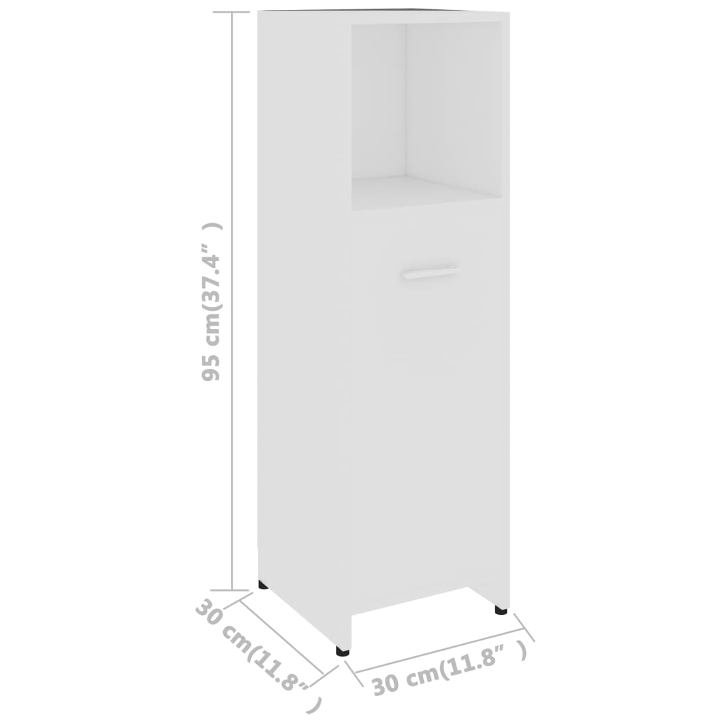  Badezimmerschrank Weiß 30x30x95 cm Holzwerkstoff