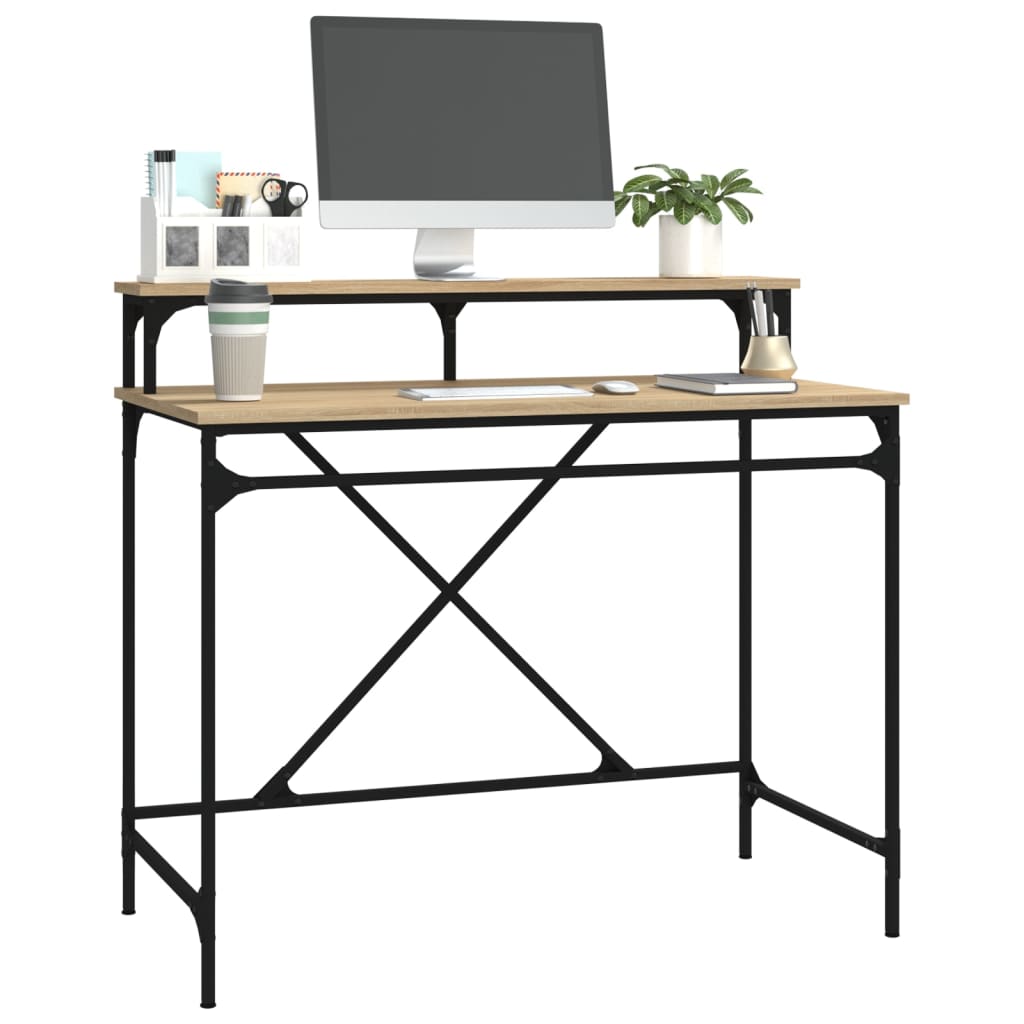  Schreibtisch Sonoma-Eiche 100x50x90 cm Holzwerkstoff und Eisen