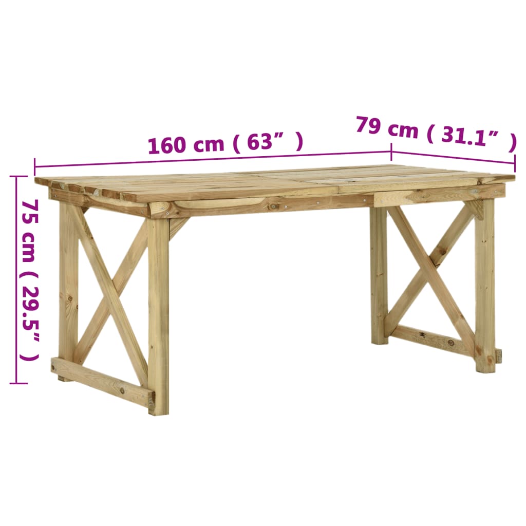  Gartentisch 160x79x75 cm Holz