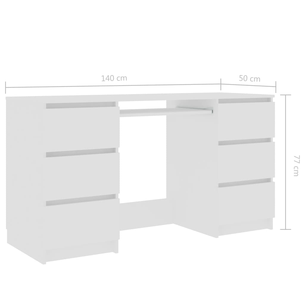 Schreibtisch Weiß 140x50x77 cm Holzwerkstoff