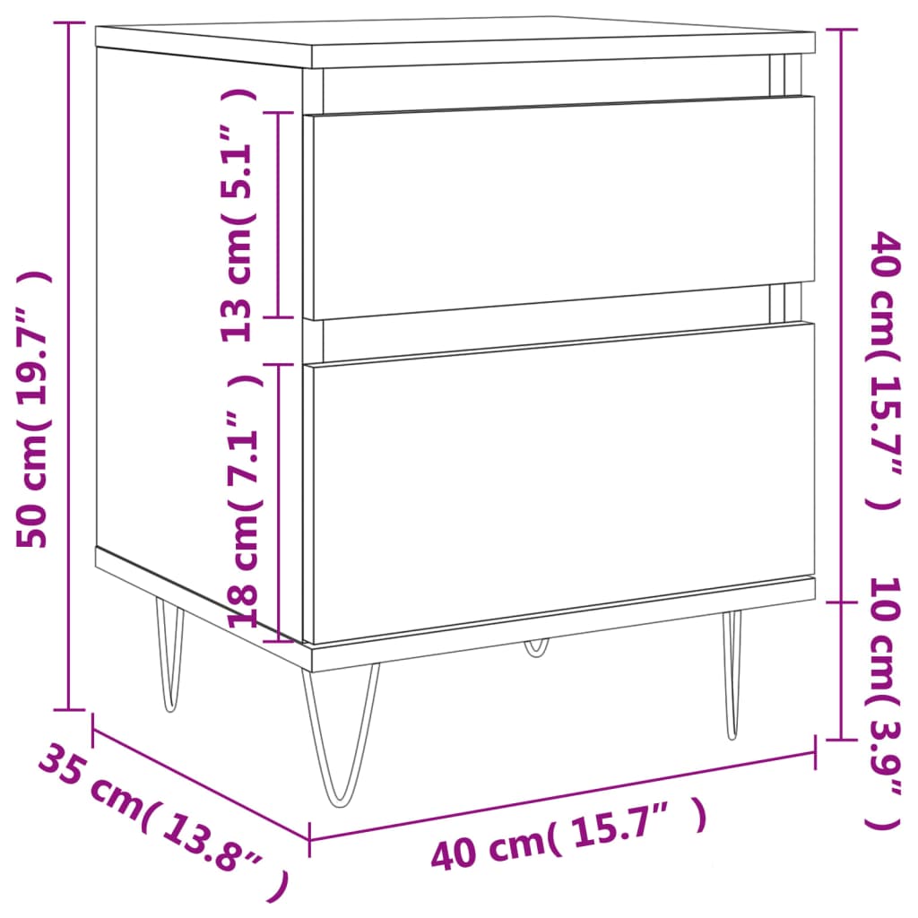  Nachttisch Betongrau 40x35x50 cm Holzwerkstoff