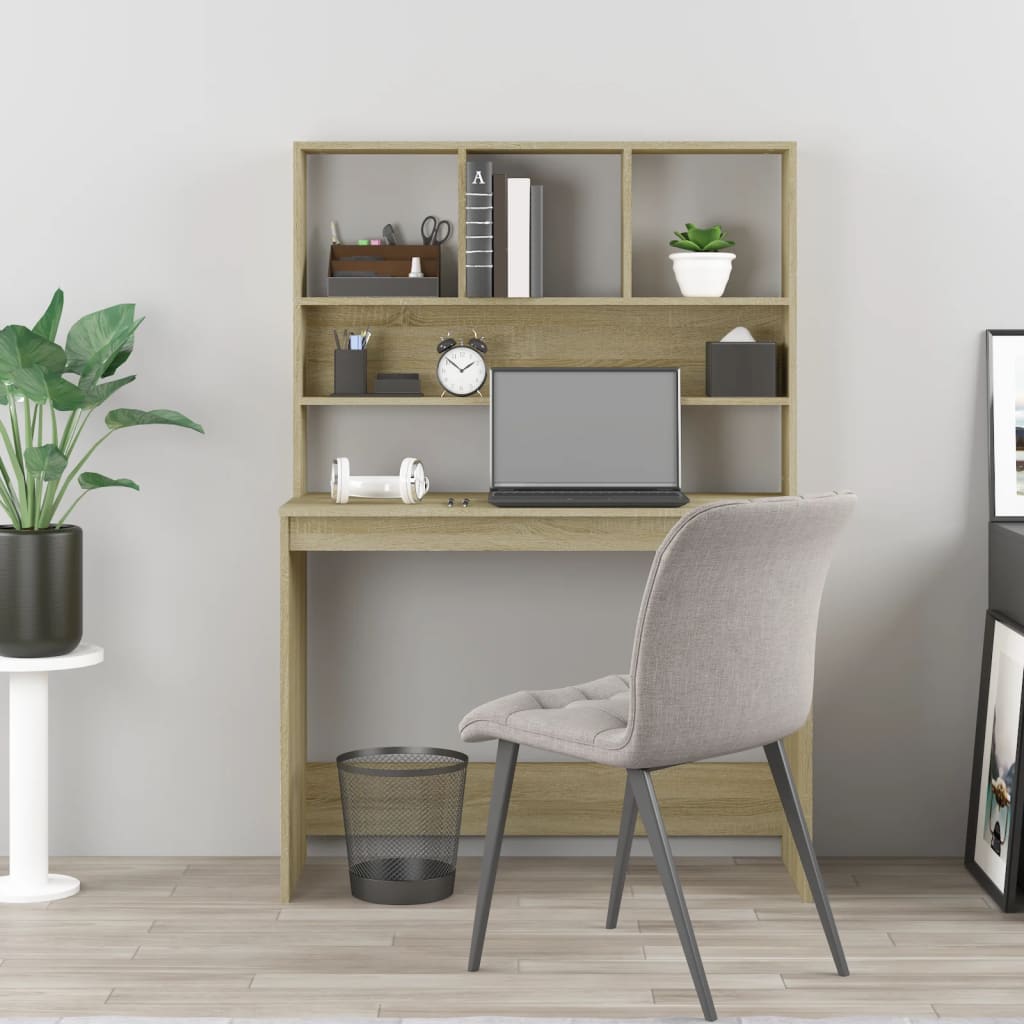  Schreibtisch mit Regal Sonoma-Eiche 102x45x148 cm Holzwerkstoff