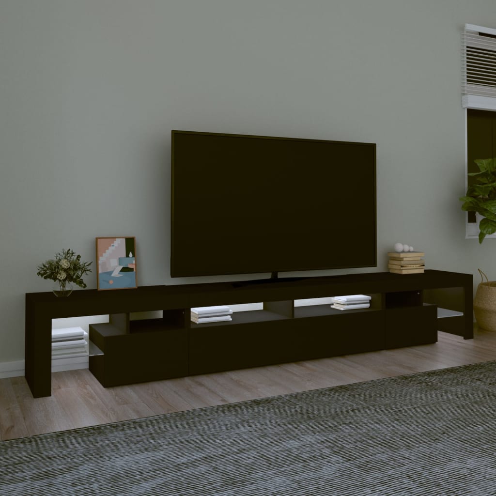  TV-Schrank mit LED-Leuchten Schwarz 260x36,5x40 cm