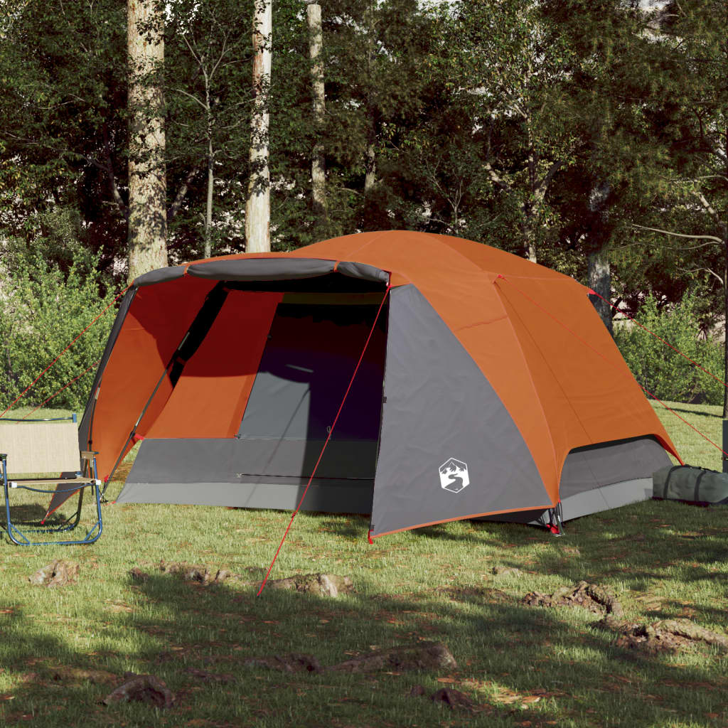  Campingzelt 4 Personen Grau und Orange Wasserfest